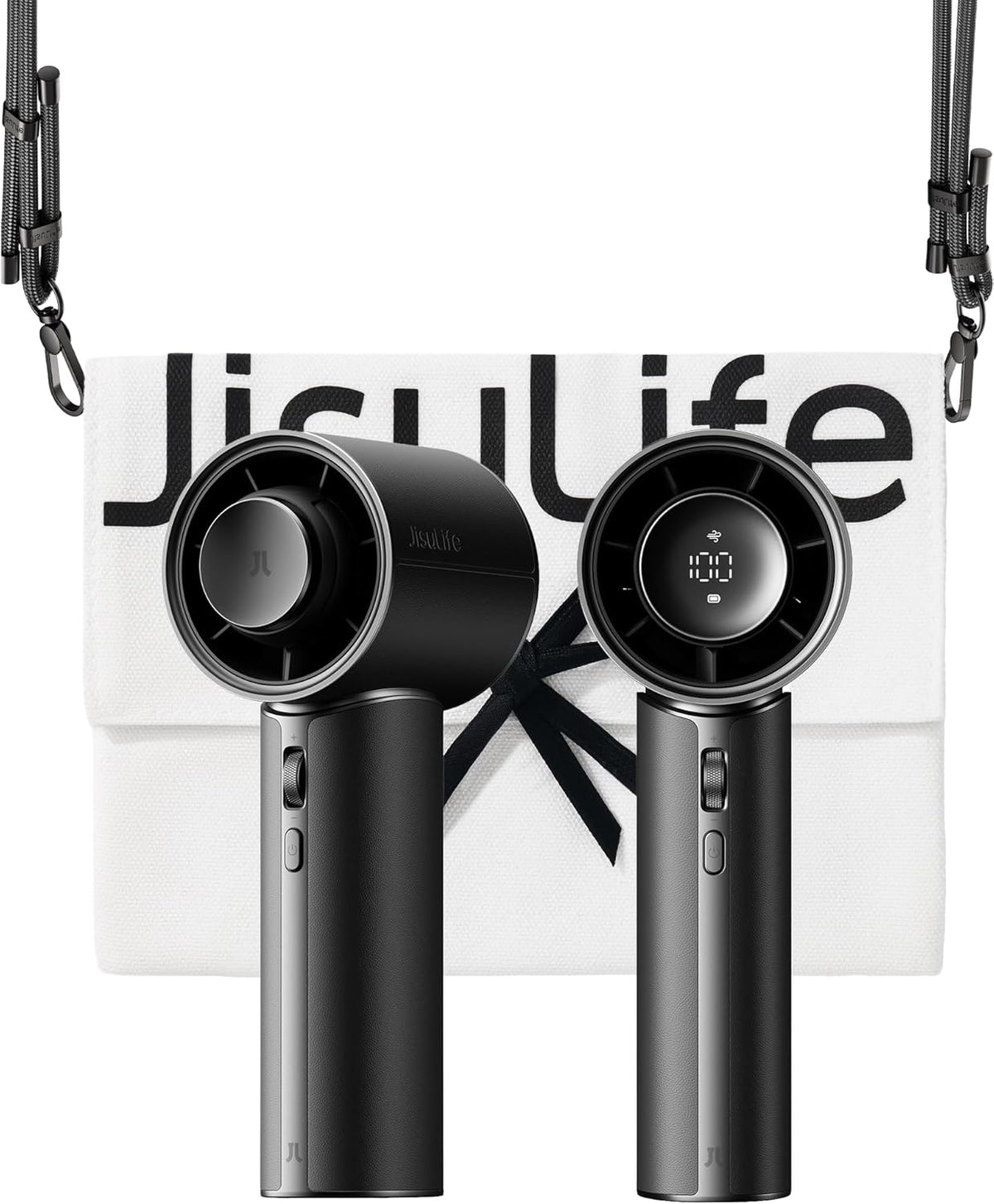  JISULIFE Mini Ventilateur Turbo Portable Avec Cuir Synthétique De Qualité Supérieure - Jusqu'à 30 Heures De Temps De Refroidissement - Vitesse De 1 à 100 - Ventilateur USB Pour Voyage - Blanc