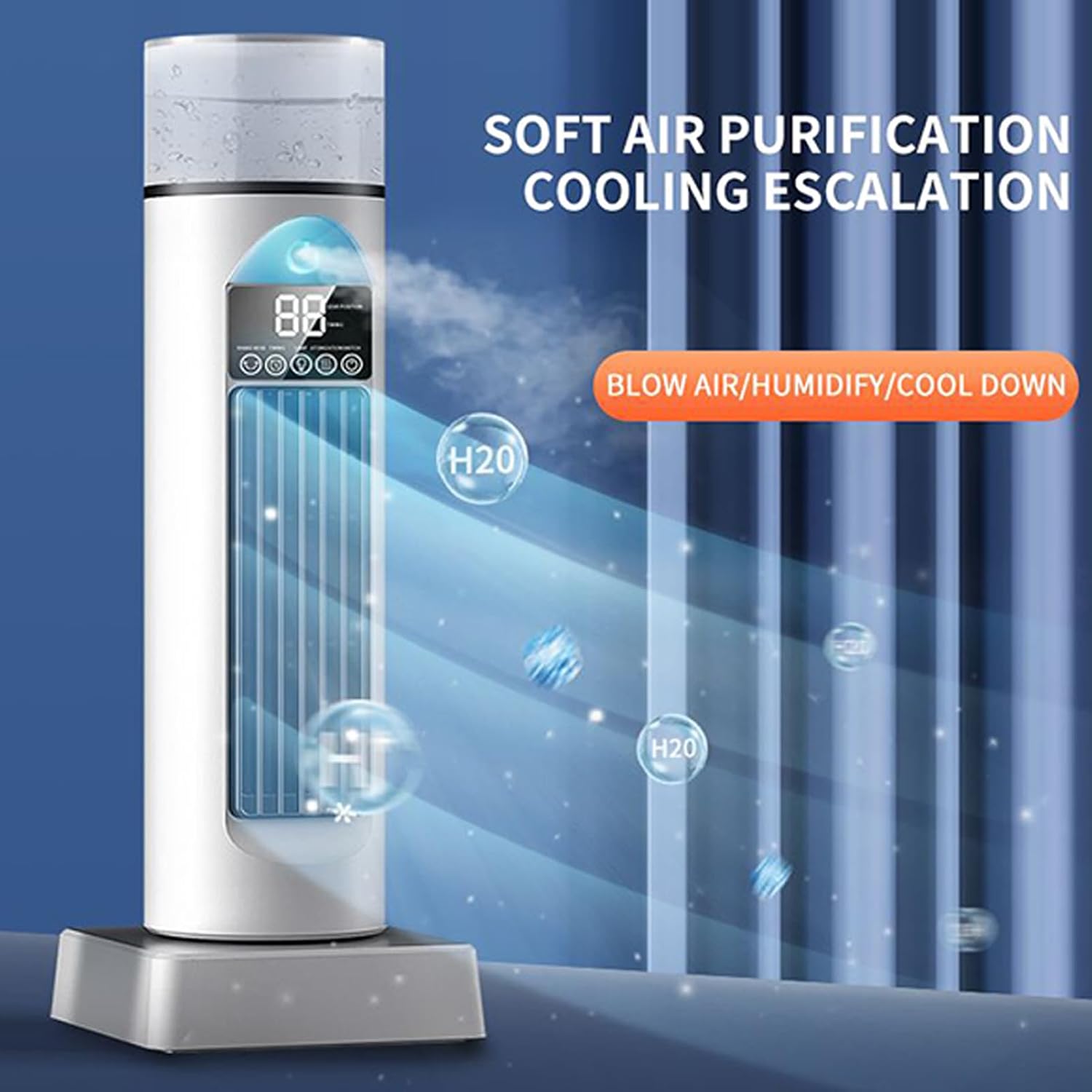 GENERIC Ventilateur De Climatisation – Ventilateur De Refroidissement D'air Tour Pour Chambre à Coucher – 6 Vitesses Oscillantes Sans Pales Avec Télécommande Et Réservoir D'eau, Humidificateur Pour Maison