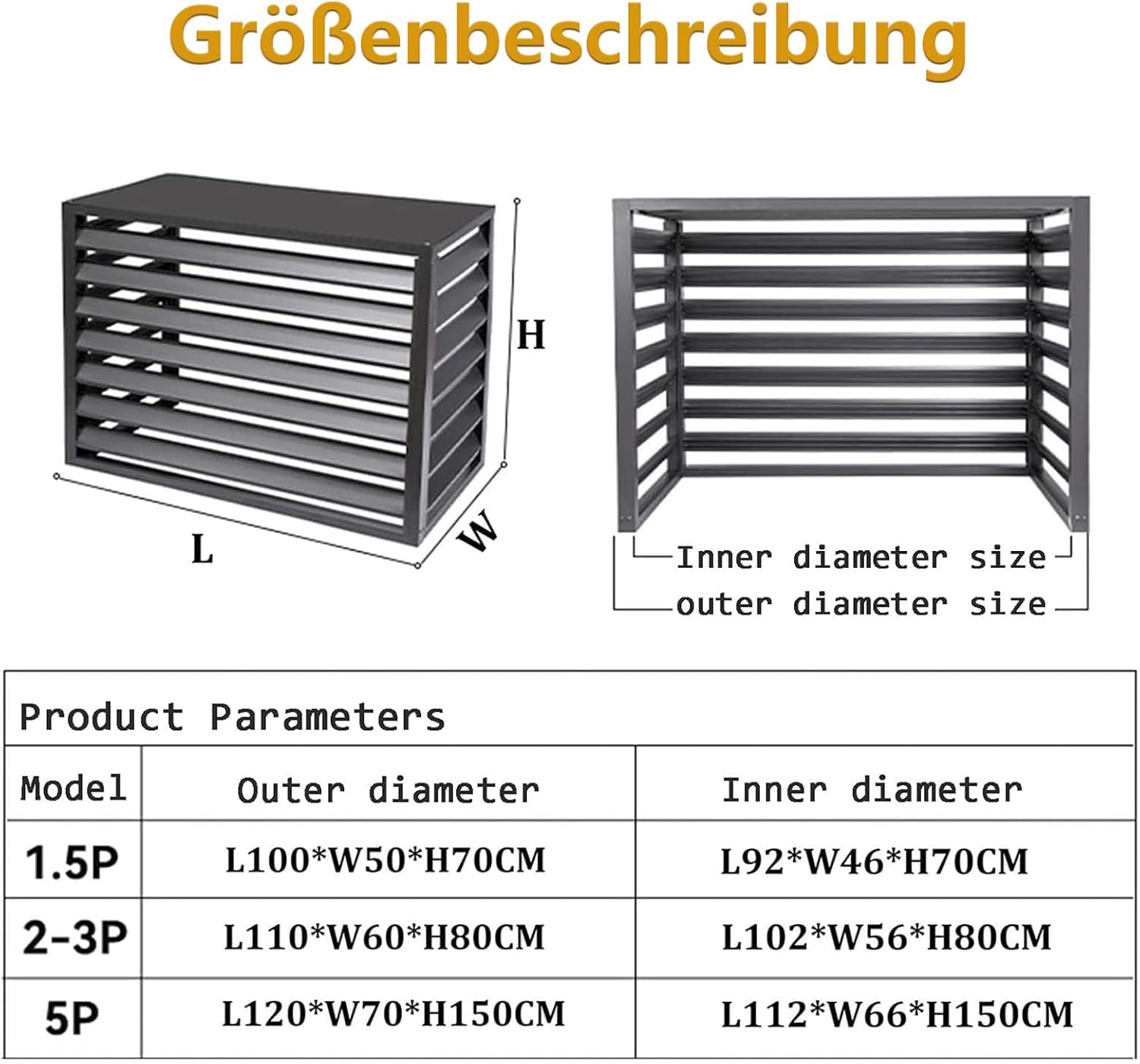  Housse De Protection Pour Climatiseur Extérieur Avec Bordure En Aluminium Pour Pompe à Chaleur L100/W50/H70 (1,5P) Blanc Résistant Aux Intempéries Et Idéal Pour Une Utilisation En Extérieur