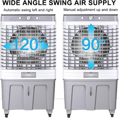 GENERIC 60L Refroidisseur D'air évaporatif W 3 Vitesses, Ventilateur De Refroidissement Portable Pour Le Bureau à Domicile, Faible Consommation D'énergie, Mouvement Facile Avec Les Roues, Confort Rafraîchissa