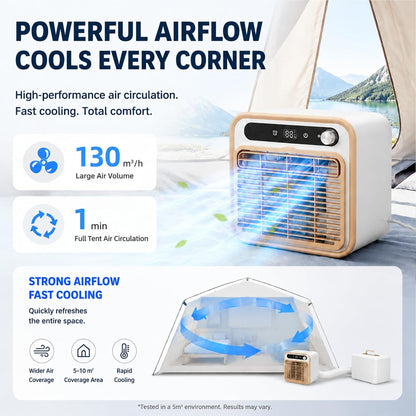  Climatiseur Split Portable 5000 BTU, AC Pour Camping 2m | Structure Compacte Tactile, Climatisation De Bureau Avec Option Tuyau Long 1m/1.5m/2m, Minuterie 12H Lit