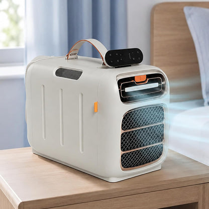  Climatiseur Mobile 4700 BTU, Climatiseur De Camping à Double Tuyau Avec 4 Modes, 3 Vitesses, Minuterie Et Télécommande Pour Tente, Van Et Caravane