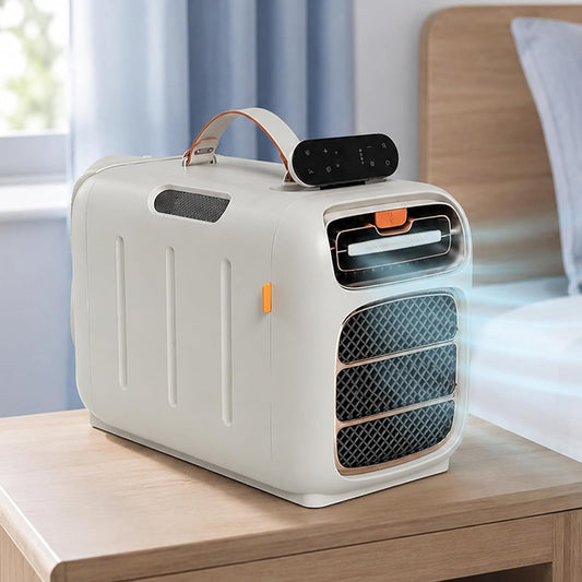  Climatiseur Mobile 4700 BTU, Climatiseur De Camping à Double Tuyau Avec 4 Modes, 3 Vitesses, Minuterie Et Télécommande Pour Tente, Van Et Caravane