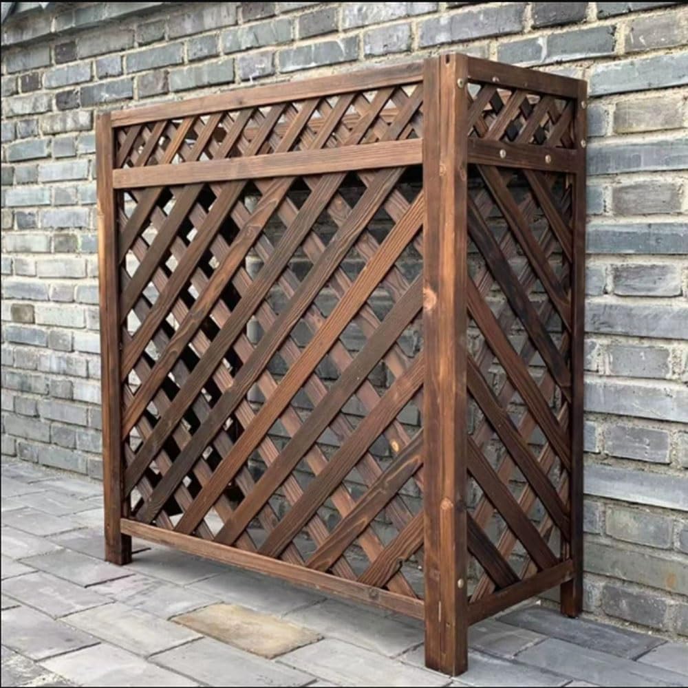 GENERIC Housse De Protection Rectangulaire En Bois Pour Climatiseur Extérieur - Résistant Aux Intempéries - Protection Contre Les Intempéries - Design à Base De Plantes