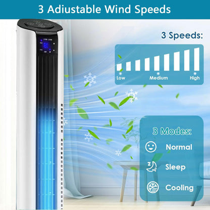  Ventilateur De Tour De Moteur DC Avec Télécommande, 3 Vitesses 12H Timer Refroidisseur D'air Silencieux Pour Le Bureau à Domicile, Refroidissement Portable Avec Oscillation Et Poignée