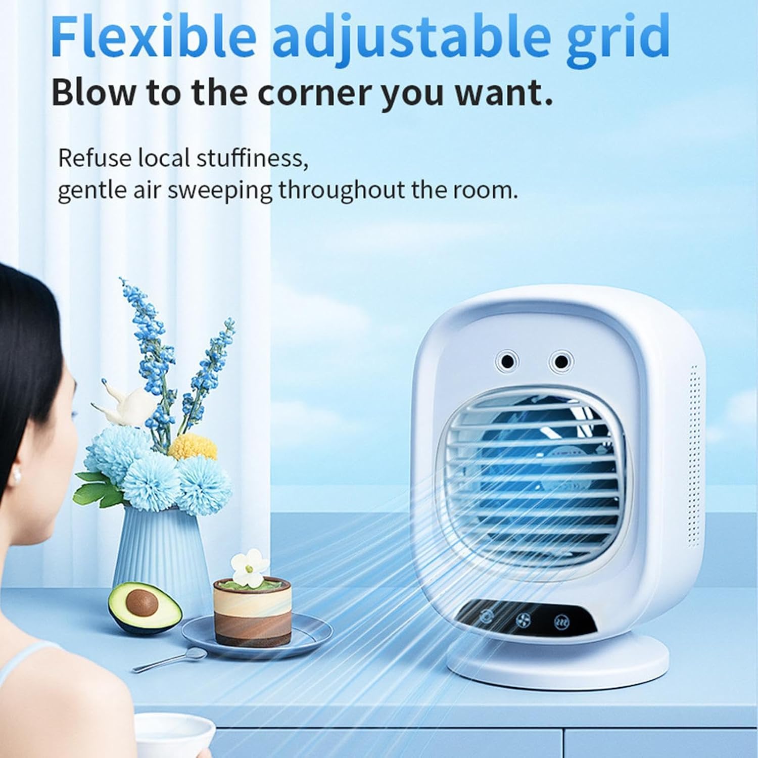  Mini Climatiseur D'Air | Faible Niveau Sonore, Rechargeable USB, Réservoir D'Eau 280 Ml | Climatiseur Portable Pour Bureau | Pour Bureau, Maison, Cuisine, Dortoir, Voiture, Voyage, Camping