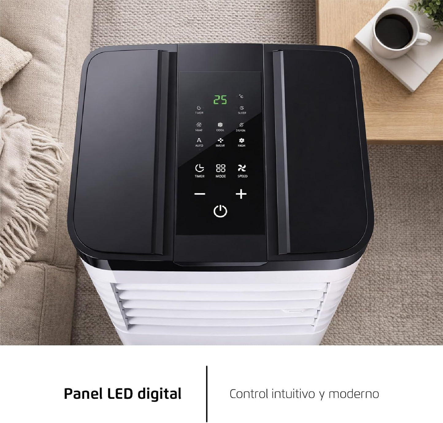  Corberó CPC07 Climatiseur 3 En 1 Avec Télécommande, 2000 W, 10-16 M², 16-31 °C, Refroidissement, Chauffage, Déshumidification, 2 Vitesses, Minuterie 24 Heures