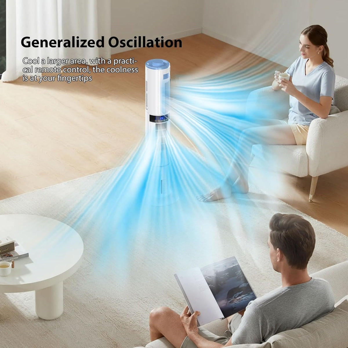  Climatiseur Mobile Silencieux Portable Rafraîchisseur D'air 360° Oscillation, Sortie D'air Double, 24H Minuteries, 65W, 4 Modes Et 3 Vitesses Avec Télécommande Pour Chambre, Bureau, Cuisine
