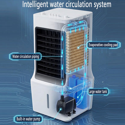 GENERIC Réservoir D'air évaporatif Portable 12L, Refroidisseur D'air Silencieux Avec Fonction Pivotante à 60 °, Humidificateur Et Ventilateur Pour Chambre Et Bureau, économe En énergie