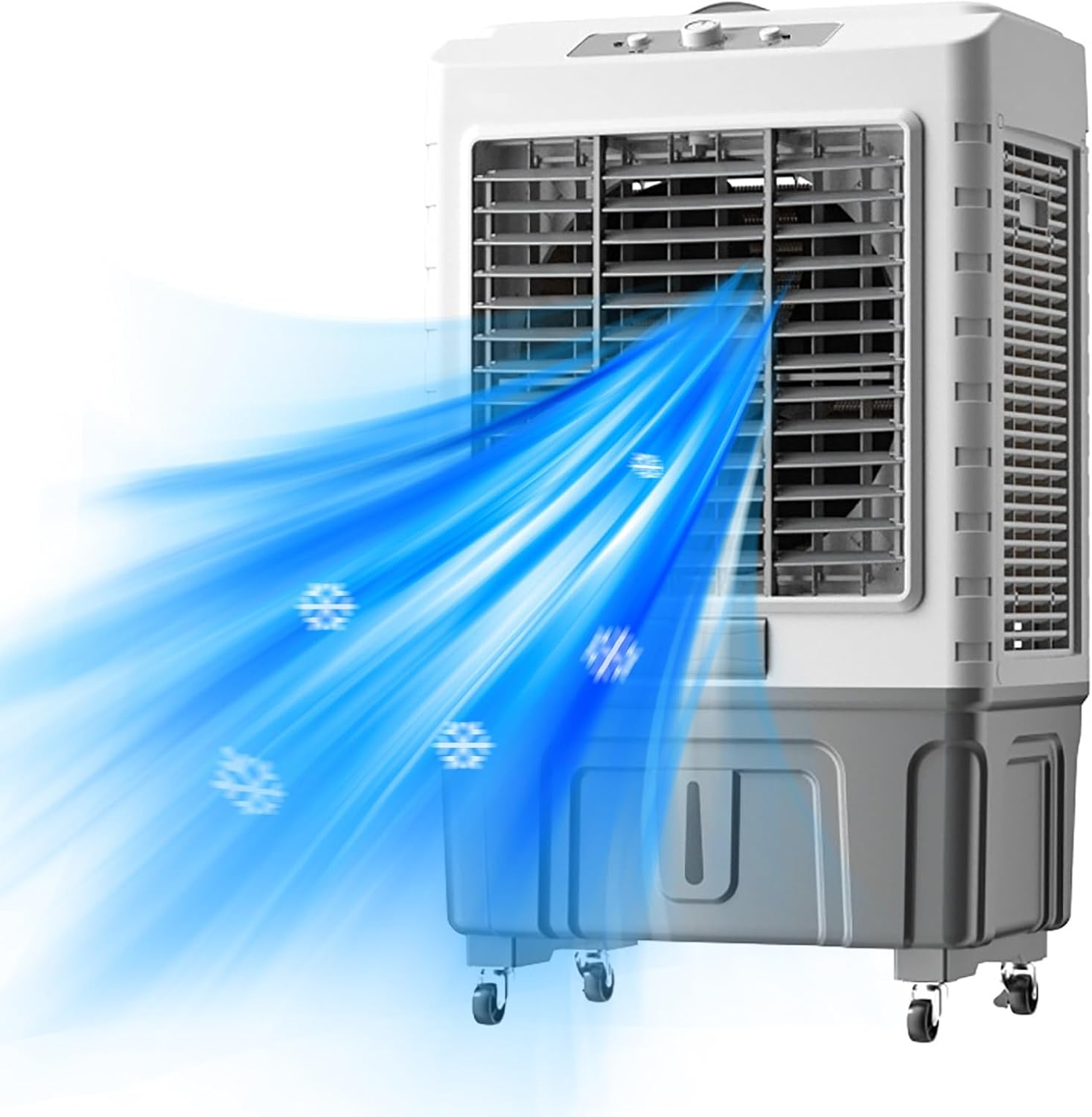 GENERIC Refroidisseur D'évaporation Portable Avec Réservoir De 55L, Oscillation à 3 Vitesses Et 120 °, Roues Faciles à Déplacer Pour Le Refroidissement De Bureau à Domicile, Flux D'air Rafraîchissant