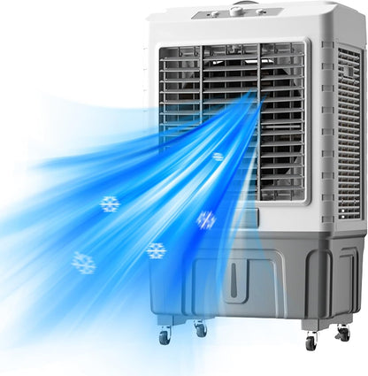 GENERIC Refroidisseur D'évaporation Portable Avec Réservoir De 55L, Oscillation à 3 Vitesses Et 120 °, Roues Faciles à Déplacer Pour Le Refroidissement De Bureau à Domicile, Flux D'air Rafraîchissant