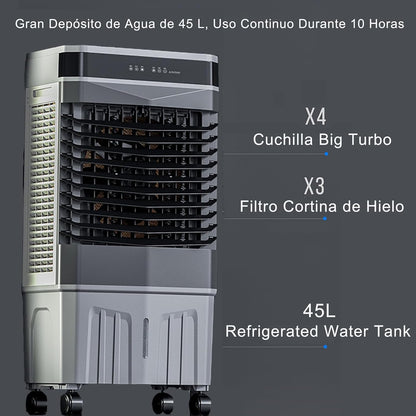 GENERIC Refroidisseur D'air évaporatif Portable, Ventilateur De Bridue 3 En 1 Avec Minuterie Et 3 Vitesses, Grand Réservoir 45L, Oscillant Automatique Pour Le Bureau De Chambre à Coucher Camping Refroidisseme