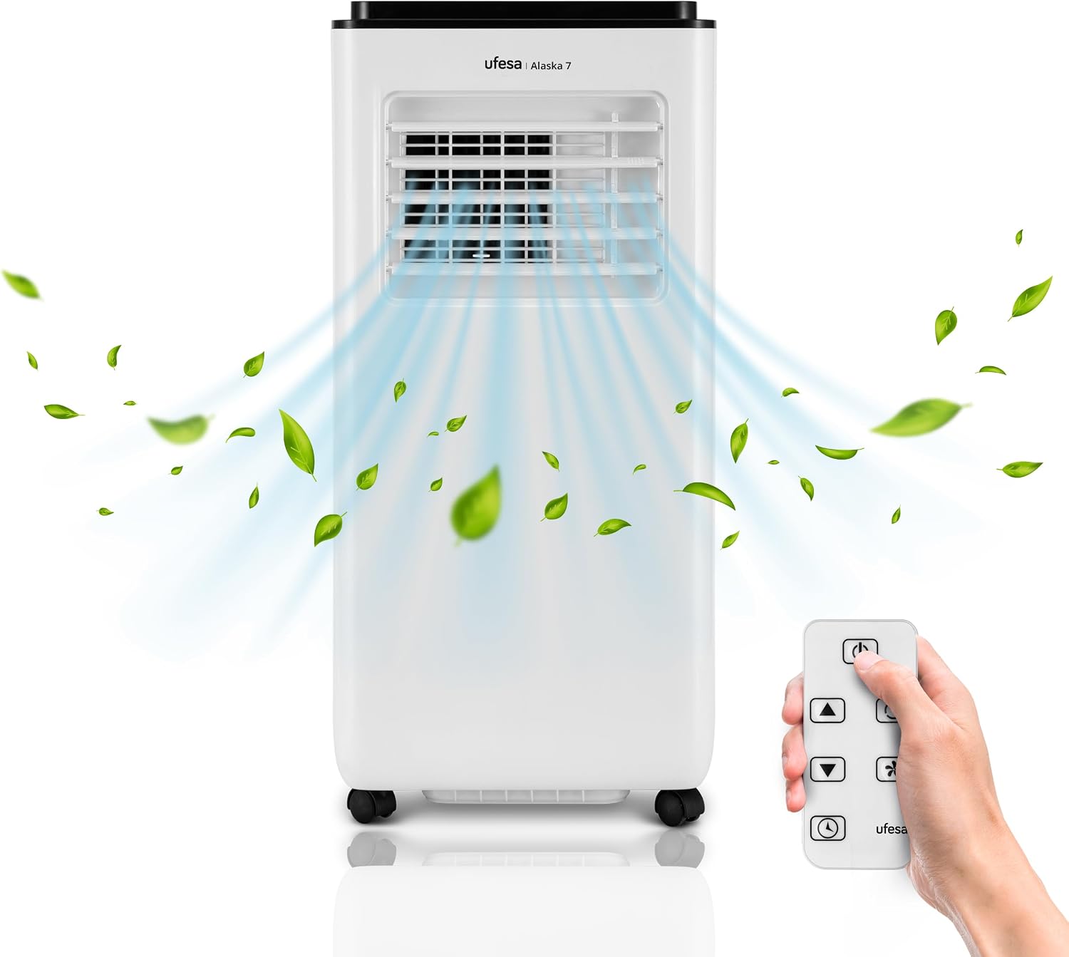  Ufesa Narvik Rafraîchisseur D’Air Évaporatif, 65W, Fonction Air Froid Et Ventilateur, 3 Vitesses, 3 Modes, Panneau Tactile, Réservoir De 5L, Minuteur 12h, Filtre Lavable, Télécommande