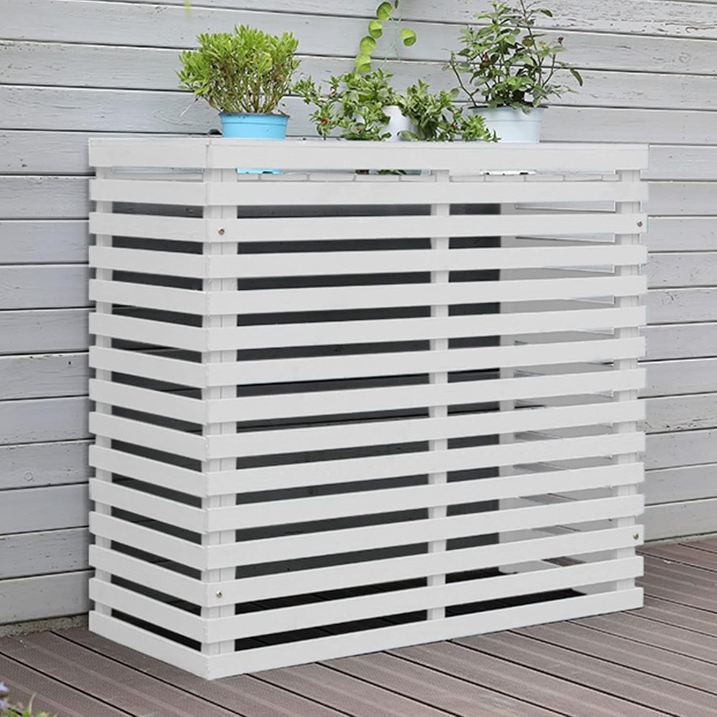 GENERIC Housse De Protection Extérieure En Bois Pour Climatiseur Et Pompe à Chaleur, Design élégant Pour Dissimuler Les Unités Et Résistant Aux Intempéries, Parfaite Pour Les Jardins Et Les Terrasses.