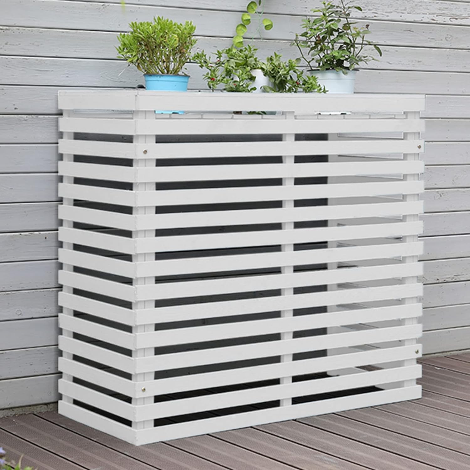 GENERIC Housse De Protection Extérieure En Bois Pour Climatiseur Et Pompe à Chaleur, Design élégant Pour Dissimuler Les Unités Et Résistant Aux Intempéries, Parfaite Pour Les Jardins Et Les Terrasses.