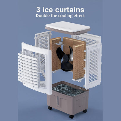  Climatiseur Portable à évaporation Avec Réservoir D'eau De 40 L/10,5 Gal, Télécommande, Minuterie De 7,5 H, 3 Vitesses, Pour Chambre, Terrasse Et Garage.