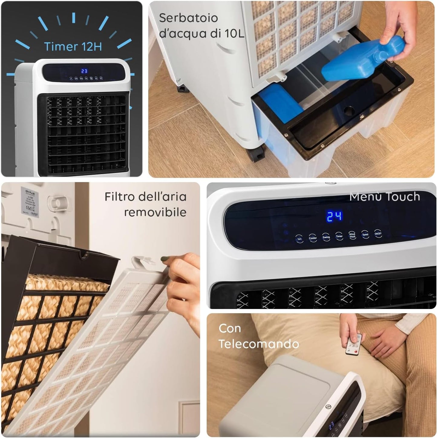  TRIOCLIMA+ Refroidisseur D'air Chaud D'air Froid Et Déshumidificateur Portable 2000 W Avec Télécommande Et Minuterie Avec Affichage Numérique 10 Litres