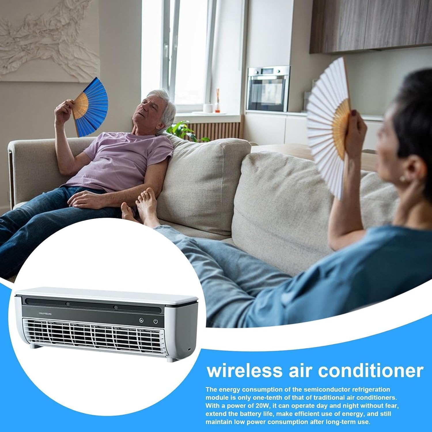 Genérico Ventilateur De Refroidissement CA : Appareil à Air Froid, Ventilation De Chambre, Refroidisseur De Charge Sans Fil, Ventilateur De Table Portable, Utilisation En Salle De Sport à La Maison, Chambre De