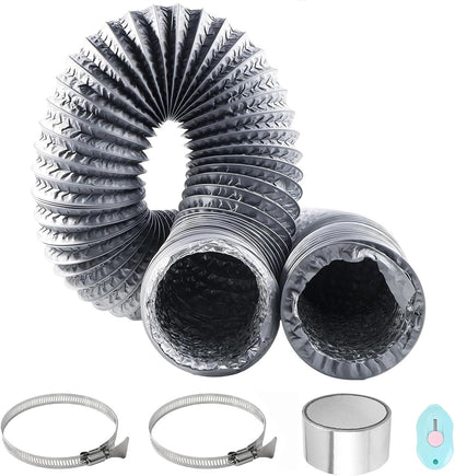  Tuyau Ventilation PVC 100mm Pour Hotte Aspirante 3m Flexible Tuyau D'Evacuation Avec 2 Colliers De Serrage Et 1 Adhésif Aluminium Pour Climatisation Extracteur D'Air Ventilateur Tubulair Gris