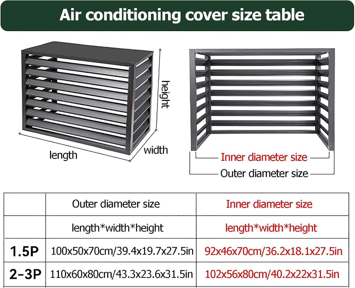 GENERIC Housse De Protection Pour Climatiseur Extérieur - Anti-vol - Protection Contre Les Intempéries - Protection Pour Unités De Climatisation