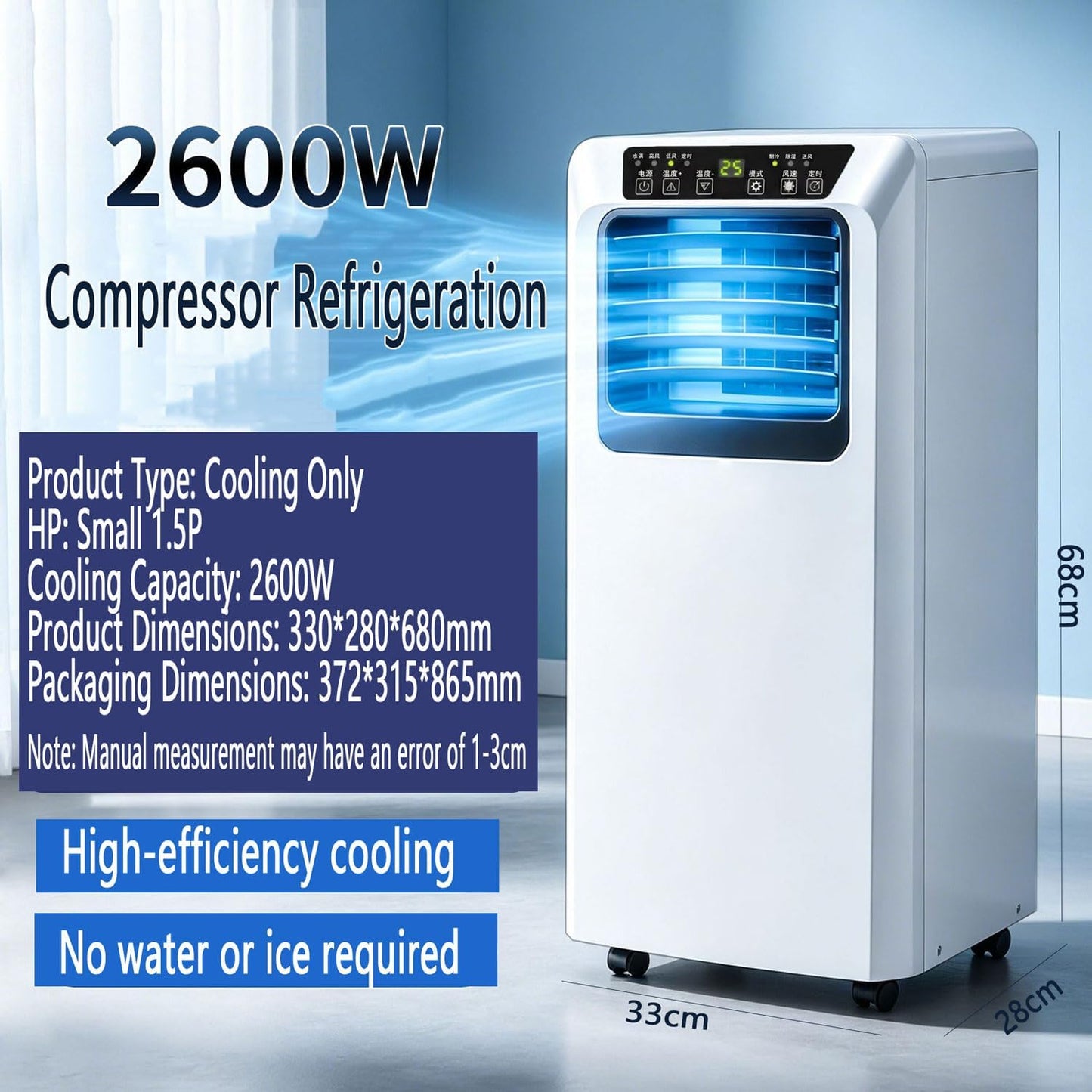  Climatiseur Portable Unités Intelligentes Intelligentes Avec Déshumidificateur De Refroidissement Intégré Et Modes De Ventilateur Pour La Pièce Jusqu'à 350 Sq.ft, Conditionneur Télécommande Kit D'inst