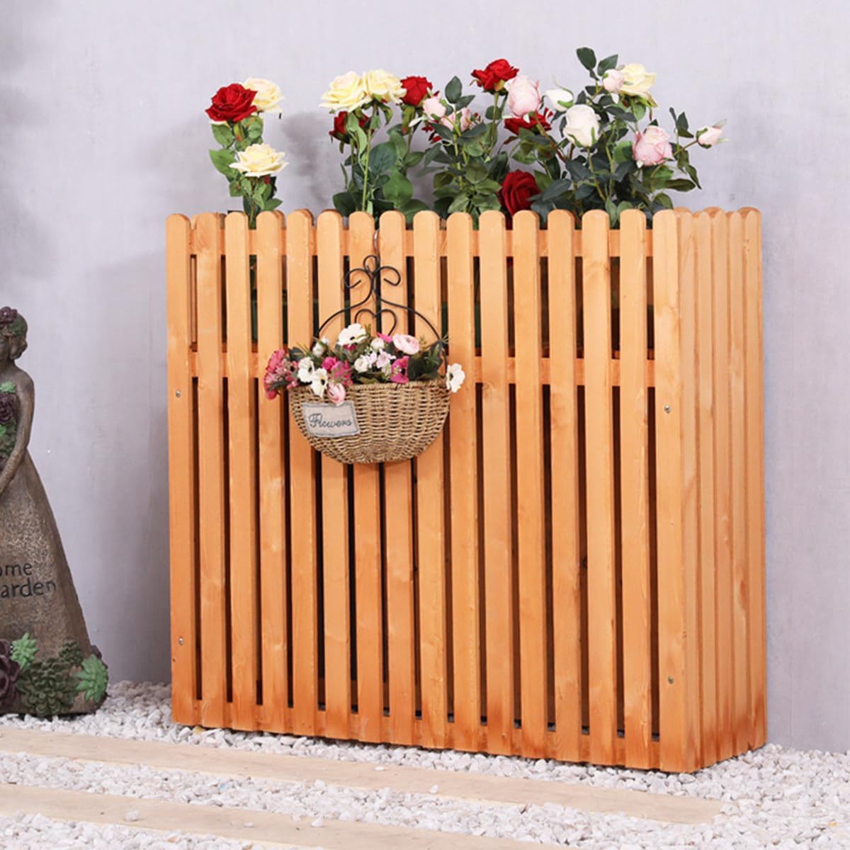 GENERIC Clôture En Bois Massif Pour Climatiseur – Housse Anti-corrosion Et Support Pour Plantes Pour Climatiseurs 100 X 30 X 80 Cm – Cachez Et Protégez élégamment Votre Système De Climatisation