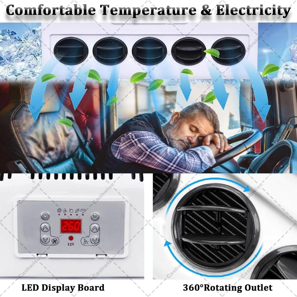 GENERIC Climatiseur De Véhicule Récréatif De Type Fendu 11000BTU Unité De Climatisation électrique Pour Camion, Cabine Et Camping-car, Refroidissement Rapide, Fonctionnement Silencieux