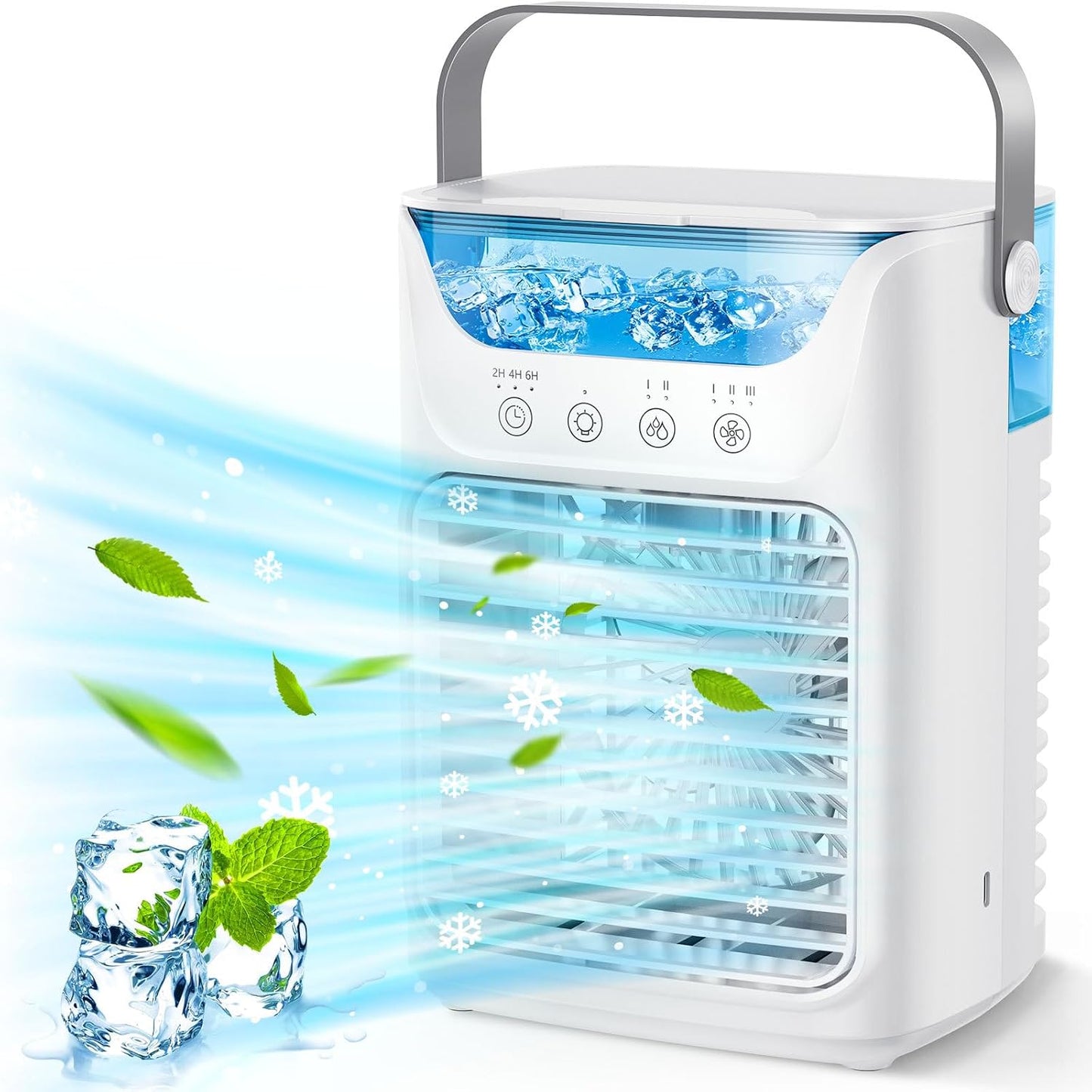 GENERIC Climatiseur Portable 3 En 1 Ventilateur, Refroidisseur Et Humidificateur Avec Réservoir D'eau à Remplissage Supérieur De 700 Ml, Veilleuse 7 Couleurs, Minuterie 2/4/6 Heures Et Fonctionnement Ultra