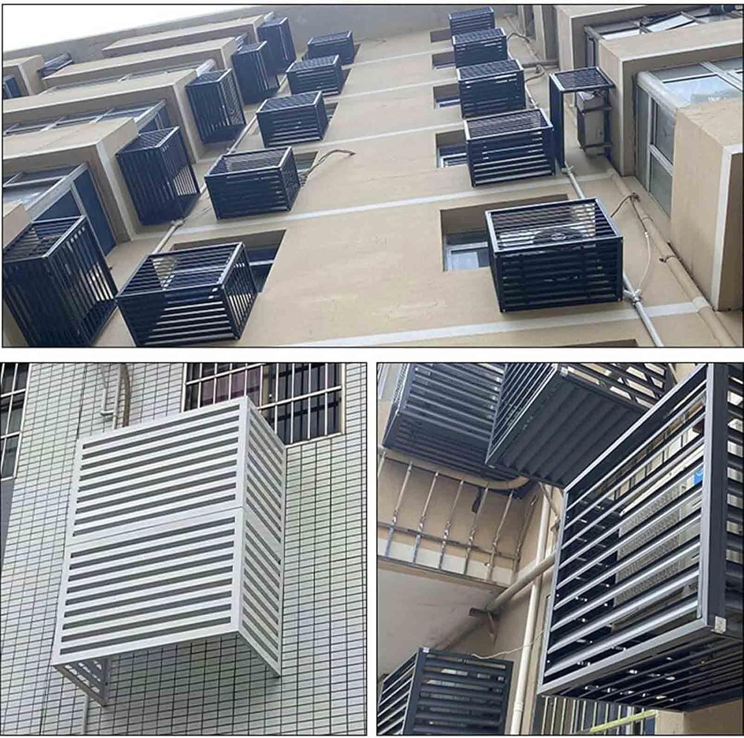  Housse De Climatiseur Extérieur, Abri De Pompe à Chaleur En Aluminium Résistant Aux Intempéries, Décoratif, Housse De Climatisation Réduisant Le Bruit, Protection Extérieure Pour Unités CVC