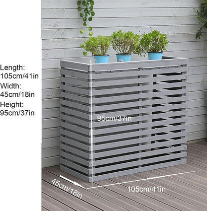  Housse En Bois Pour Climatiseur – Protection Extérieure Pour Climatiseurs Et Pompes à Chaleur – Clôture élégante Pour Dissimuler Le Climatiseur, Idéale Pour Une Utilisation En Extérieur