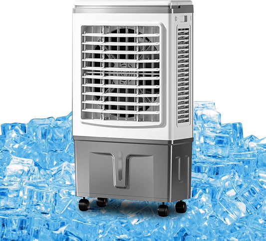  Climatiseur Portable à évaporation Avec Réservoir D'eau De 40 L/10,5 Gal, Télécommande, Minuterie De 7,5 H, 3 Vitesses, Pour Chambre, Terrasse Et Garage.