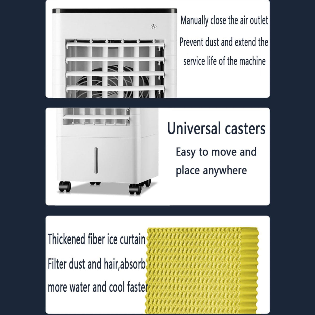 GENERIC Refroidisseur D'air Par évaporation, Climatiseur Portable à Oscillation à 90° Avec 3 Vitesses, 3 Modes, Minuterie 15 H, Réservoir D'eau 9 L, Télécommande, Ventilateur De Refroidissement Port