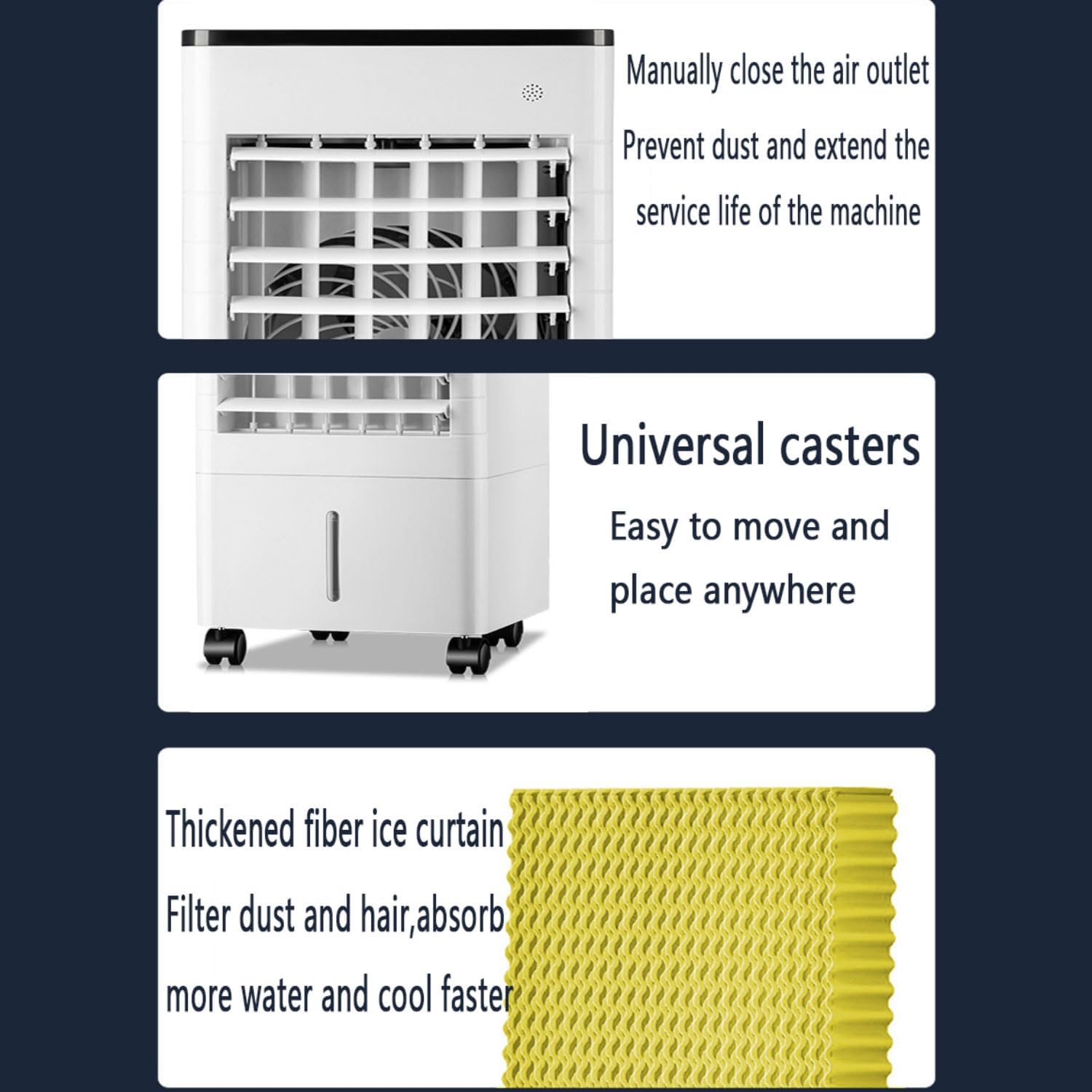GENERIC Refroidisseur D'air Par évaporation, Climatiseur Portable à Oscillation à 90° Avec 3 Vitesses, 3 Modes, Minuterie 15 H, Réservoir D'eau 9 L, Télécommande, Ventilateur De Refroidissement Port