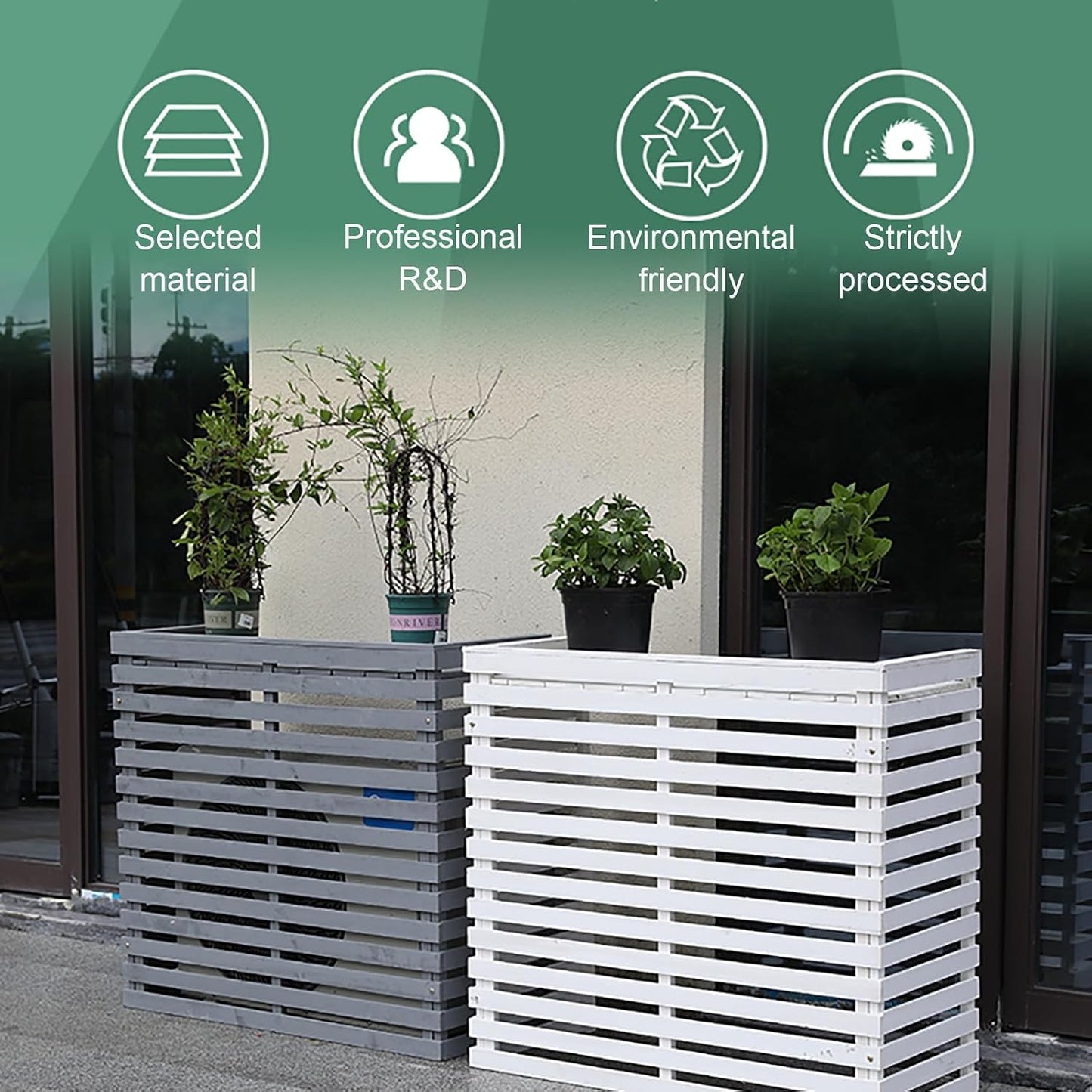  Housse De Protection Pour Climatiseur Extérieur, En Bois Massif Pour Climatiseurs Mobiles, Support De Fleurs, Résistant Aux Intempéries, Décoratif, Jaune, Protection De Jardin