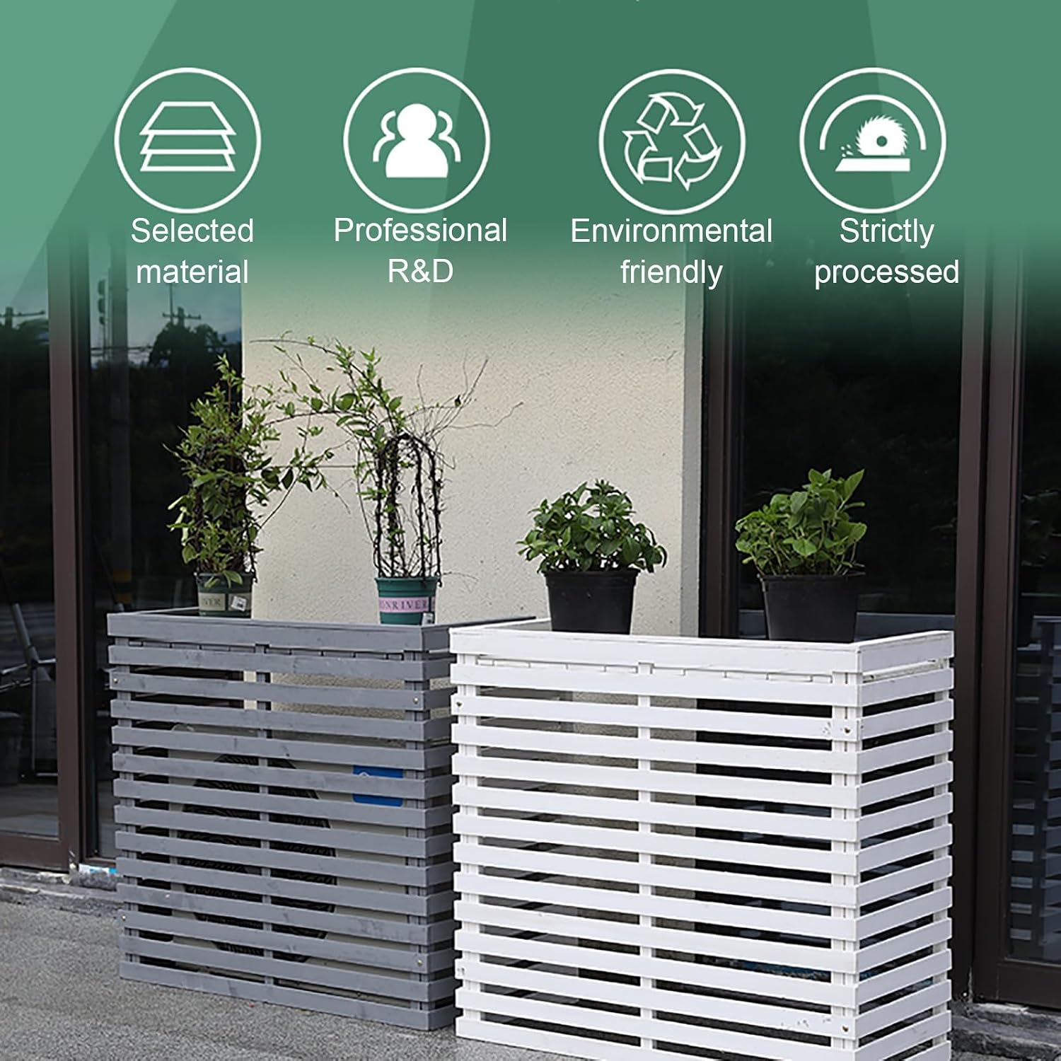  Housse De Protection Pour Climatiseur Extérieur, En Bois Massif Pour Climatiseurs Mobiles, Support De Fleurs, Résistant Aux Intempéries, Décoratif, Jaune, Protection De Jardin