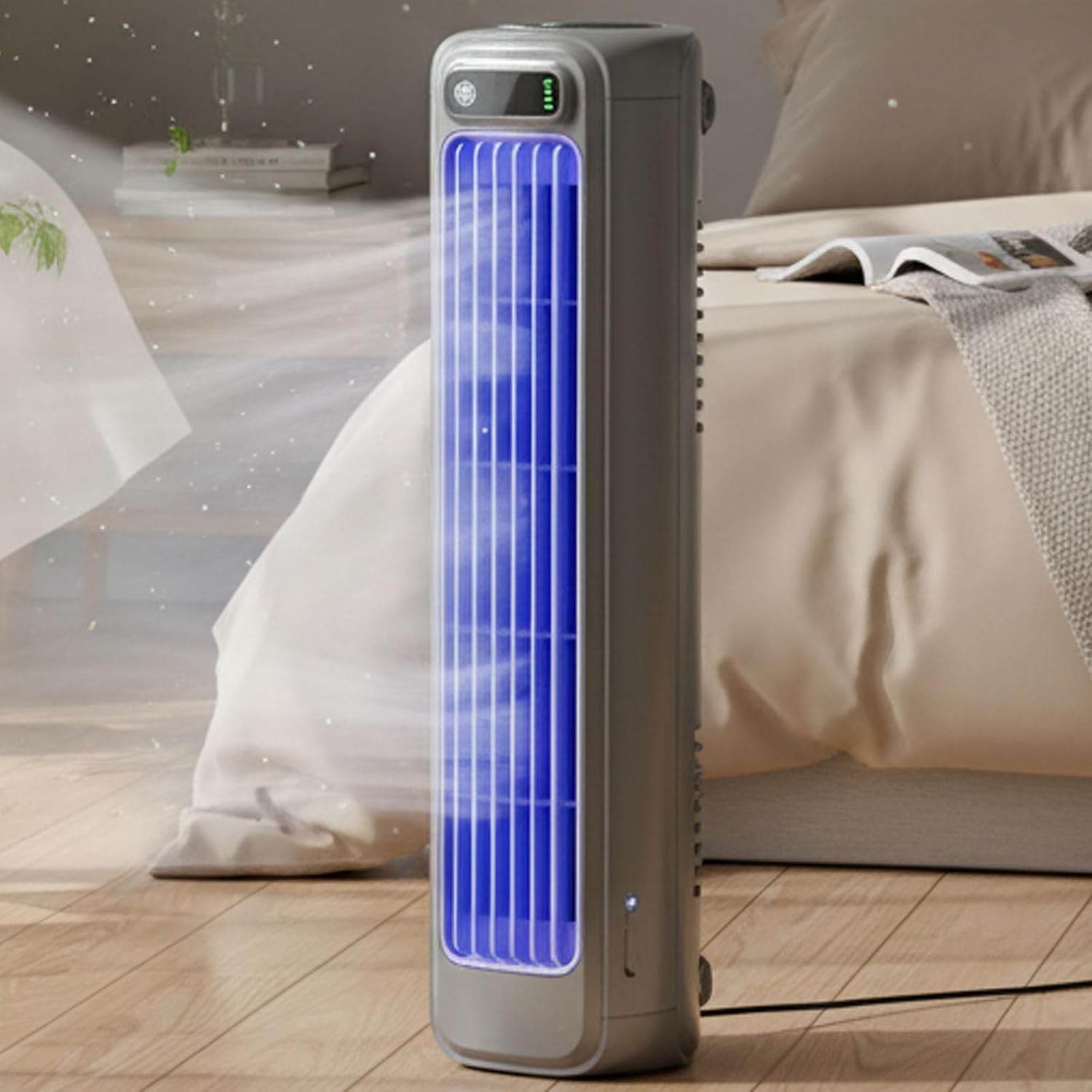 GENERIC Coolizi Cooling Ace, Ventilateur De Climatiseur Tour Sans Lame Rechargeable à 3 Vitesses, Petit Ventilateur De Refroidissement à Glace AC Silencieux Pour Bureau, Bureau, Chambre (grey)