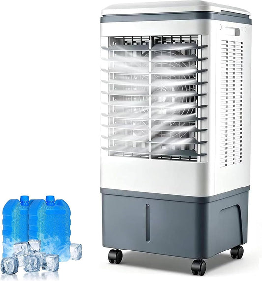  Rafraichisseur D’Air 3 En 1 Avec Télécommande, Climatiseur Mobile Sans Évacuation, Réservoir D’Eau 20L, Oscillation 60°, 3 Vietesses, 3 Modes, Purification, Minuterie 7.5H, Silencieux, Chambre