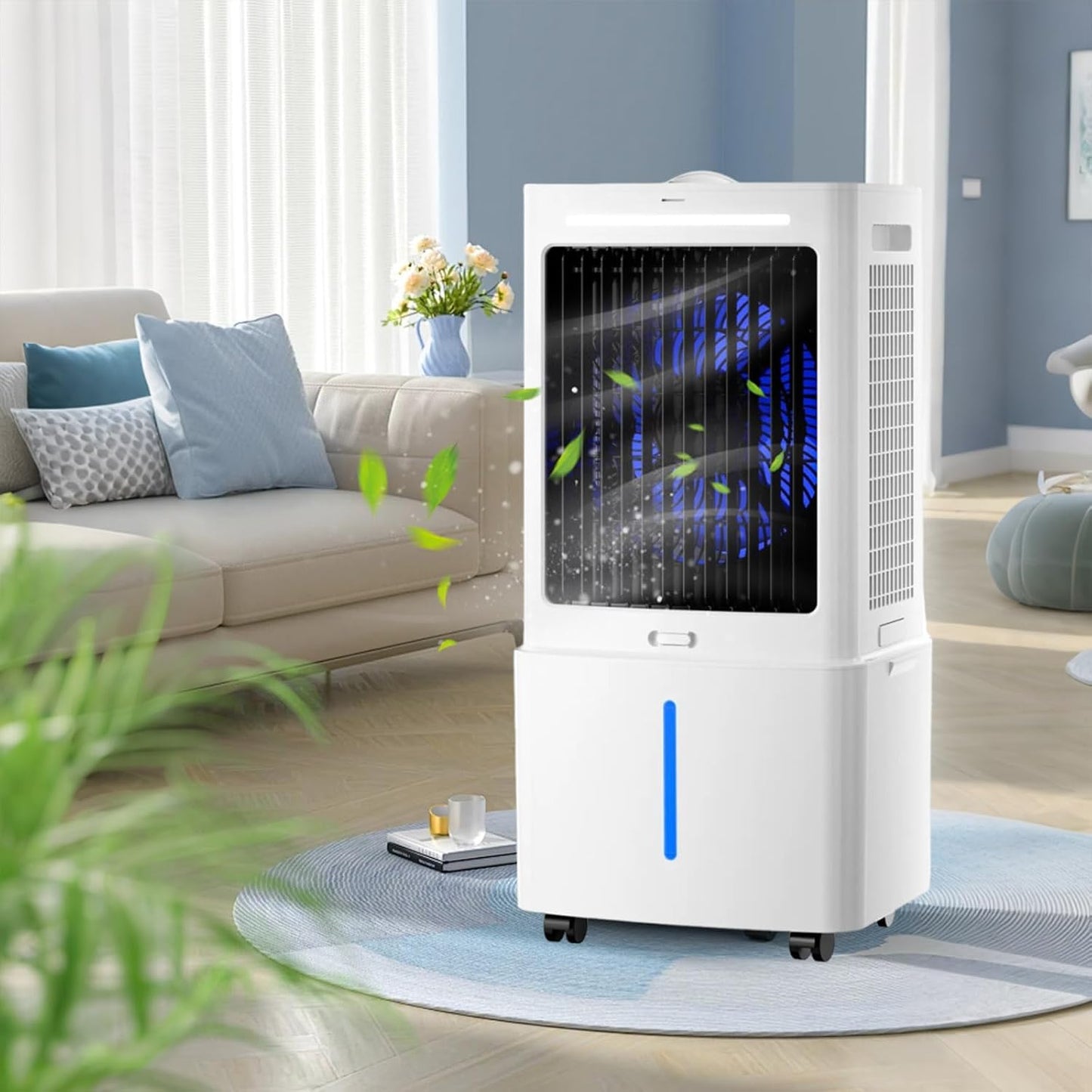 GENERIC Rafraîchisseur D'Air Évaporatif 25 L 3-en-1, Climatiseur Portable Puissant, Télécommande, 2 Boîtes à Glace Pour Maison Boutique