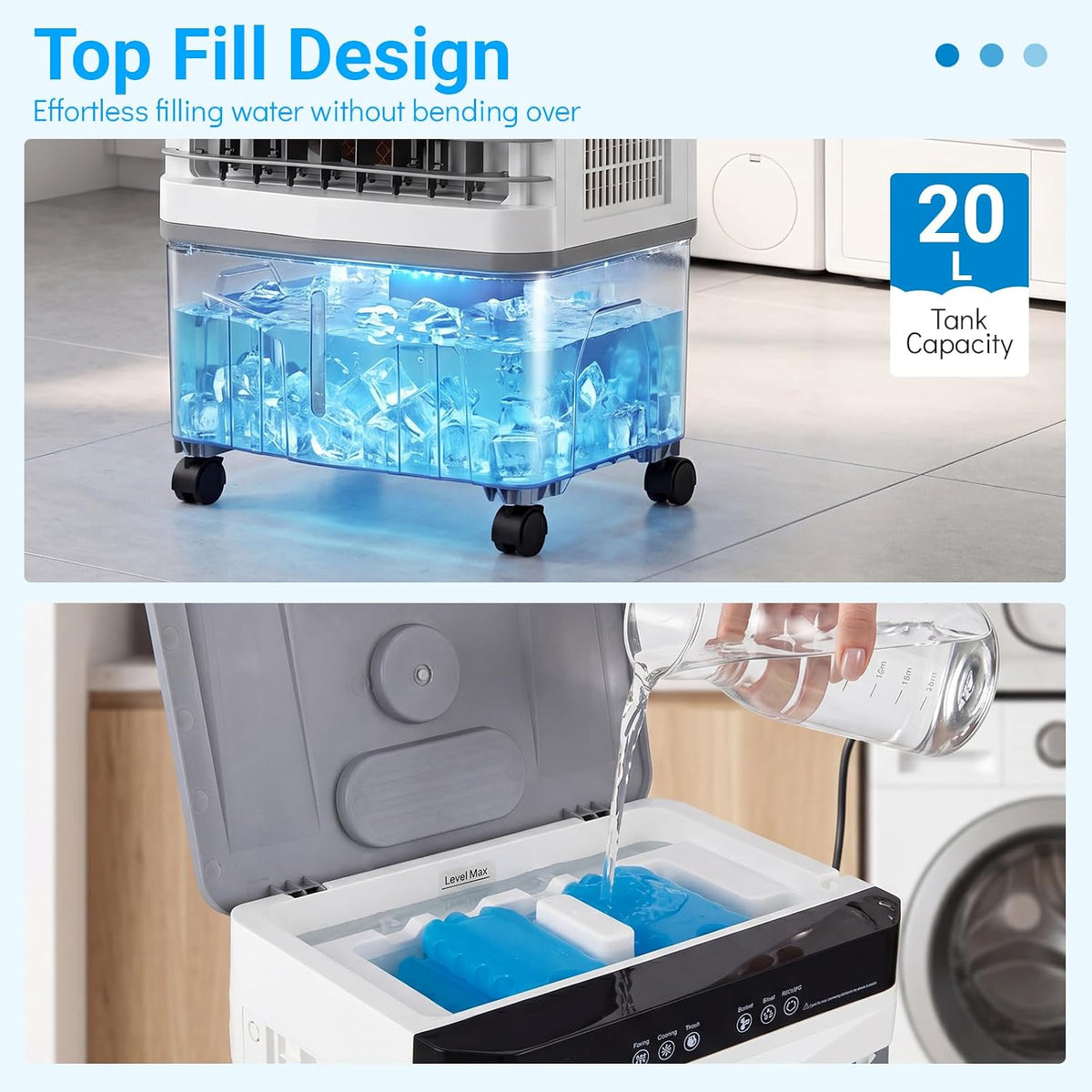 GENERIC Refroidisseur D'air Par évaporation Avec Télécommande, Ventilateur De Refroidissement à 3 Vitesses, Humidificateur, Affichage LED, Minuterie 12h, AC Mobile Portable Pour Chambre à Coucher, Avec 4