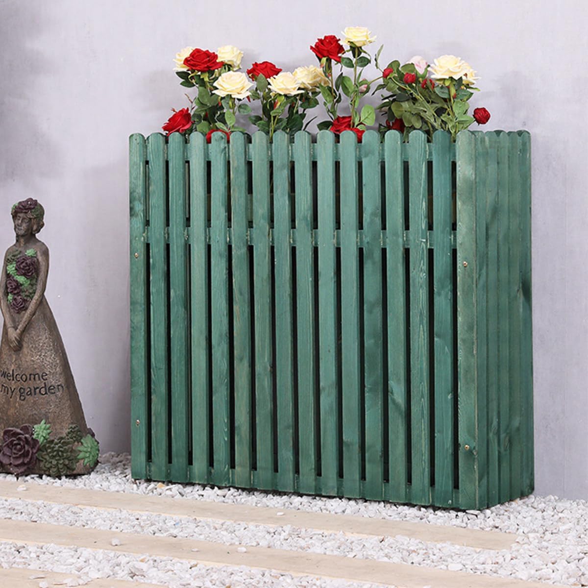  Clôture En Bois Massif Pour Climatiseur – Couverture D'intimité Extérieure Et Support Pour Plantes, Anti-corrosion, 100 X 30 X 80 Cm, Et Solution élégante