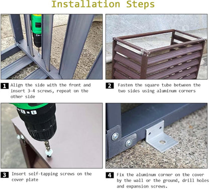 GENERIC Housse De Climatiseur Extérieur Avec écran De Clôture En Alliage D'aluminium Anti-corrosion Pour Plantes Et Volets Pour 2 à 3P Unités Noir A