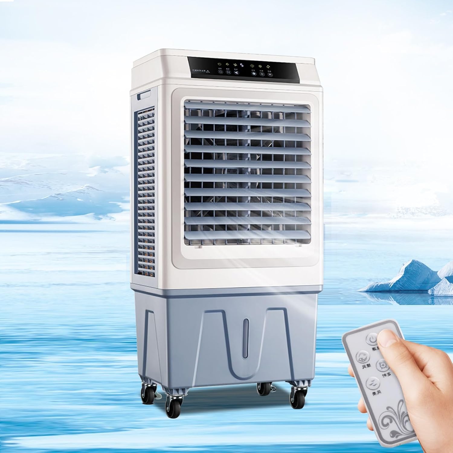  Climatiseur Portable à évaporation, Ventilateur à 3 Vitesses Avec Télécommande, Appareil De Refroidissement Oscillant à 120 Degrés Pour La Maison Et Le Bureau.