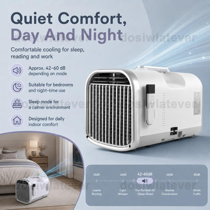 Climatiseur De Voiture Et Tente Camping 4100-5100 BTU Portable, 8-10m², Faible Consommation 240W/400W, Refroidissement Stable, Idéal Voyage, Route, Camping été White-V1pro220V