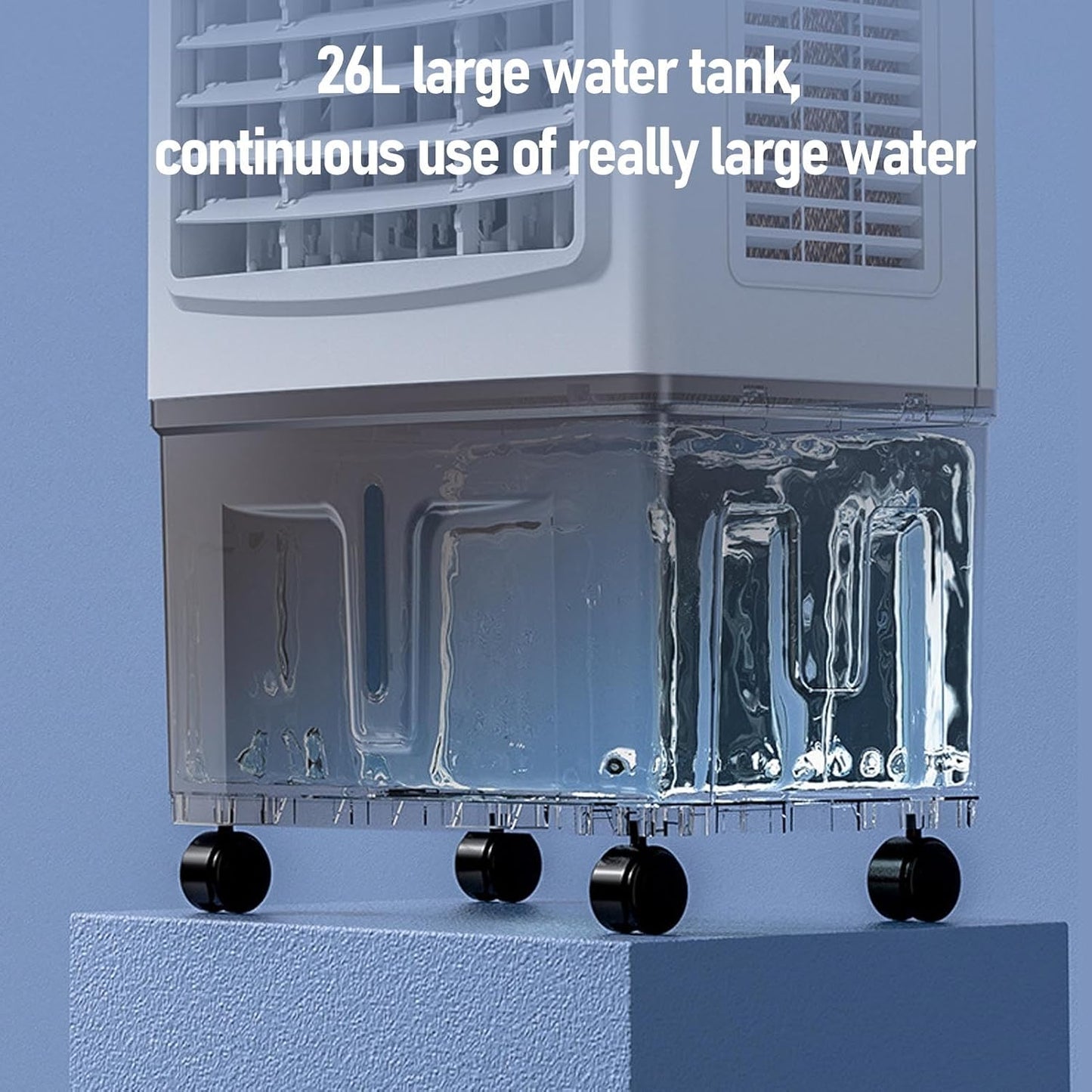  Climatiseur Par évaporation 26 L Portable 3000 M³h à Rotation Automatique 3 En 1 Avec Humidification 3 Vitesses 2 Blocs De Glace Pour La Maison, Le Bureau, Le Jardin