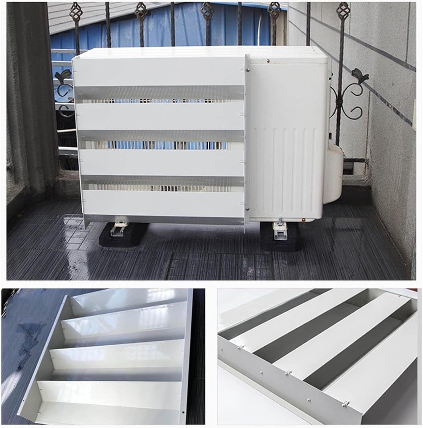 GENERIC Climatiseur Extérieur R 60 X 60 Cm Pare-vent Réglable Protection Anti-tourbillon Pour Unités Extérieures Empêche L'air De Souffler Directement