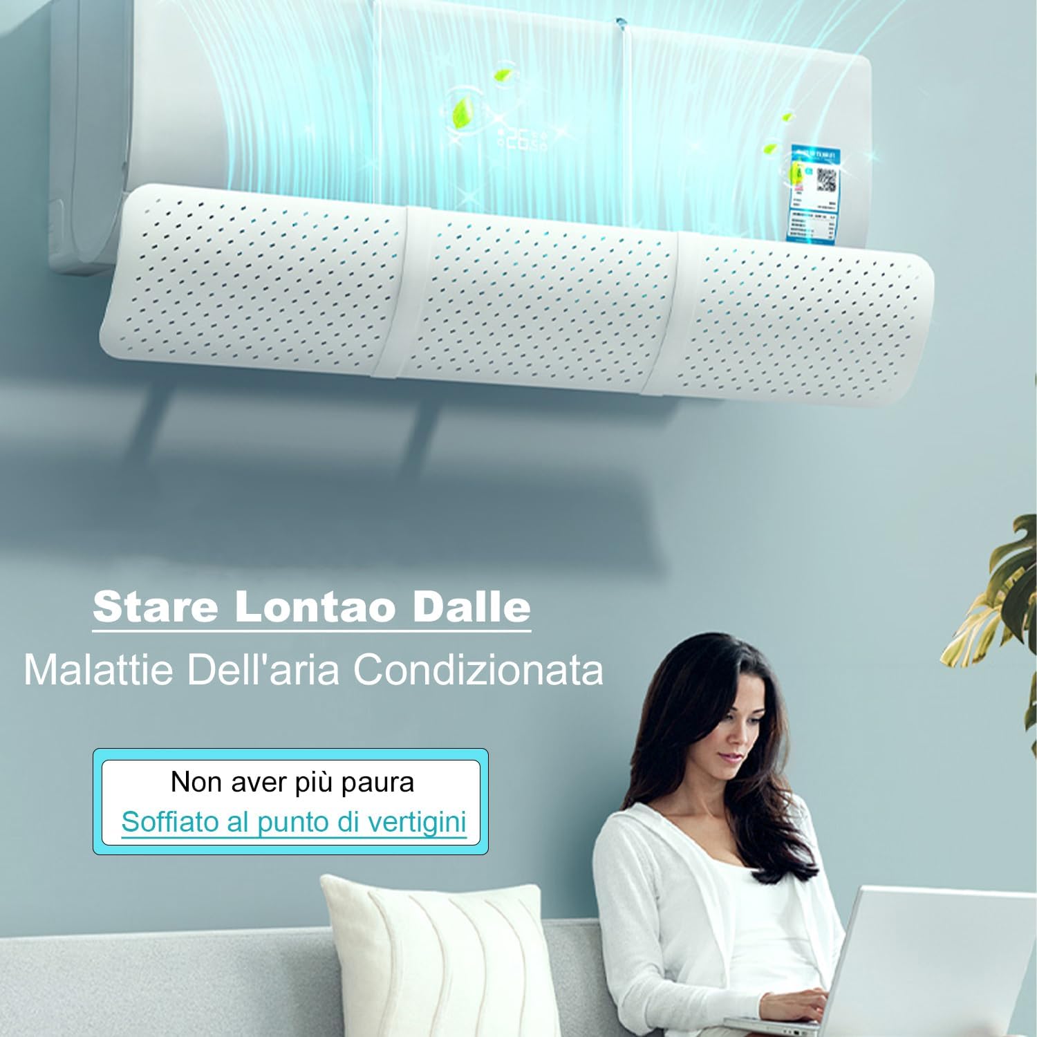  Réglable Déflecteur Climatisation, Universel Deflecteur Climatiseur Coupe-Vent, Soufflage Anti-Direct Pour Maison/Bureau âgés, Néonats, Femmes En Gestation Couvre-vent Défensé (Blanc)
