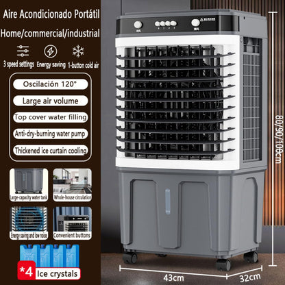 GENERIC Refroidisseur évaporatif Avec Réservoir à Double Eau, Oscillation 120°, 3 étages, Calme 30dB, économie D'énergie, Portable Pour Terrasse Et Garage