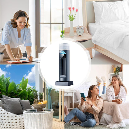 GENERIC Ventilateur AC Portable, Climatiseur Personnel | 6 Vitesses Silencieuses Oscillantes Sans Pales Avec Télécommande Pour Chambre à Coucher, Salon, Bureau, Camping-car