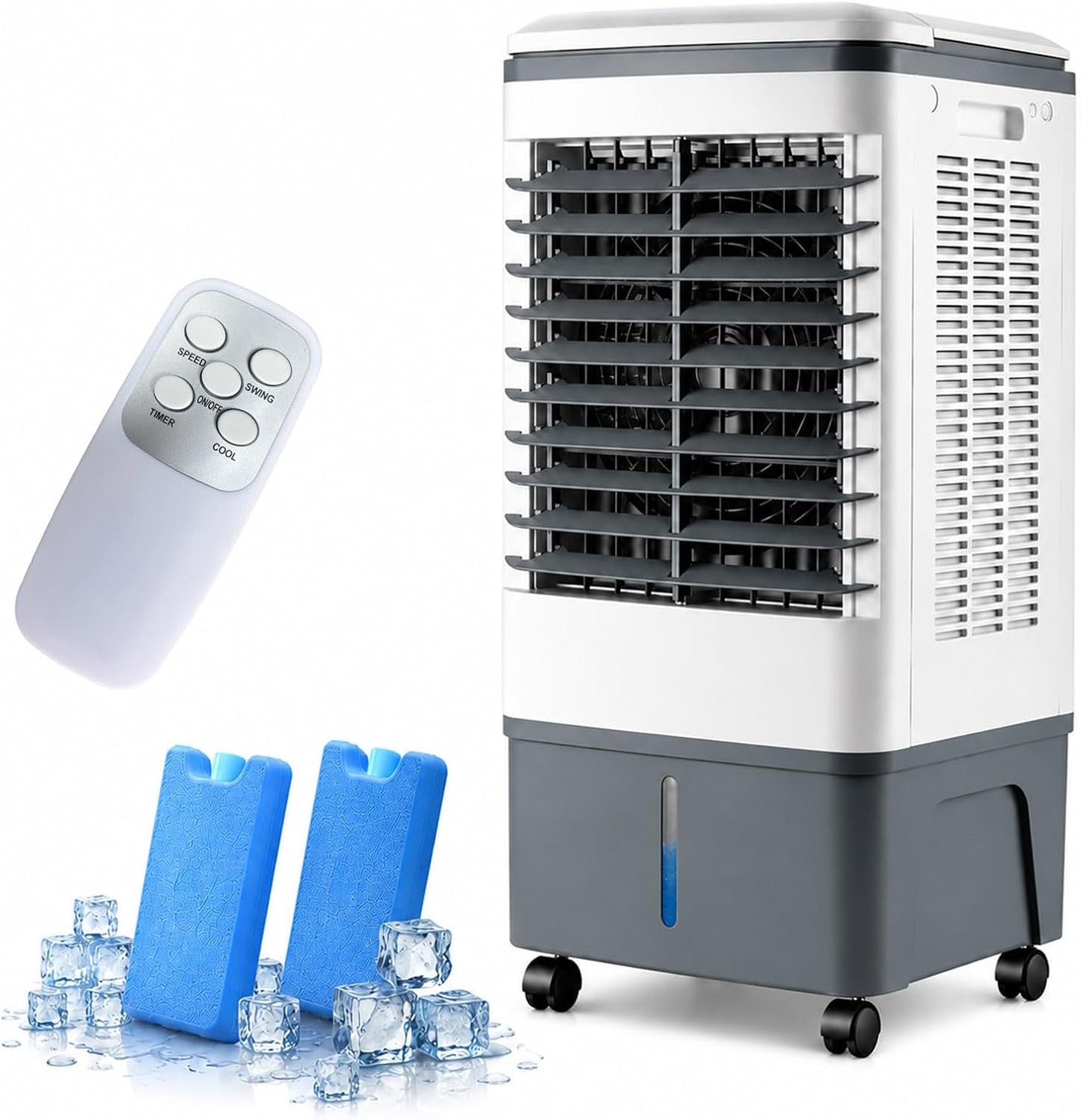 GENERIC Refroidisseur D'eatif 12L Avec Télécommande, Minuterie Et Tampons 3 Faces.Ventilateur De Conditeur D'air Portable Pour Le Bureau à Domicile.Comprend Filtre à Poussière, Roues Et Réservoir Amovible Pou