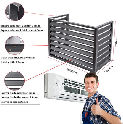 GENERIC Housse De Protection Imperméable Pour Climatiseur D'extérieur Pour Fenêtre AC, Housse De Protection Résistante à La Poussière Avec écran De Clôture En Aluminium Résistant Aux Intempéries Et Protection